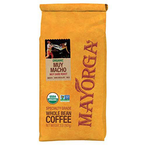 Mayorga Intense Dark Roast Coffee , 2 lb bag - Muy Macho Blend, the World’s Strongest Organic Coffee - 100% Arabica Whole Coffee Beans - Bold Flavor - Specialty Grade, Non-GMO, Direct Trade