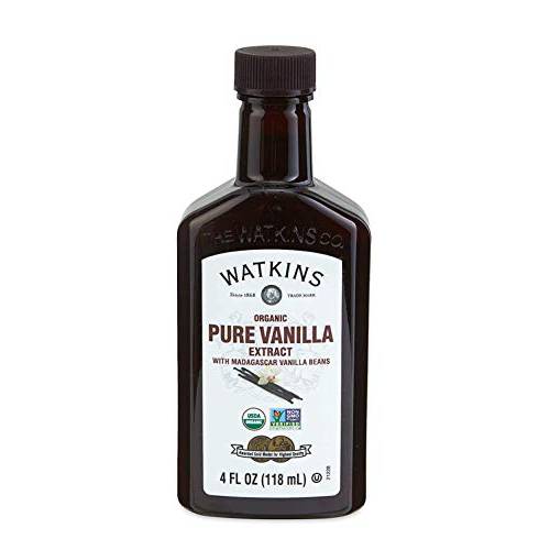 Watkins Organic Pure Vanilla Extract, with Madagascar Vanilla Beans, Non-GMO, Kosher, 4 oz. Bottle, 3-Pack