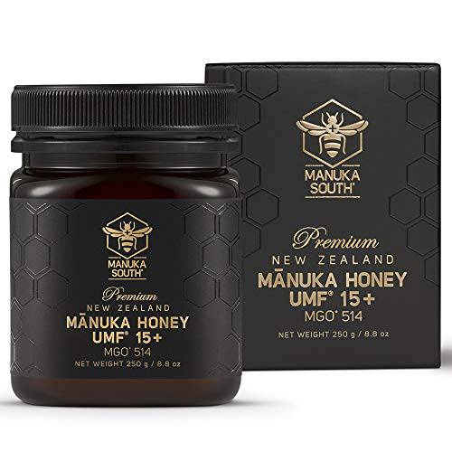 Manuka Honey New Zealand - UMF 15+ Manuka Honey (MGO 514+) - Raw, Natural, Non-GMO Manuka Honey from Manuka South - 250g/8.8oz