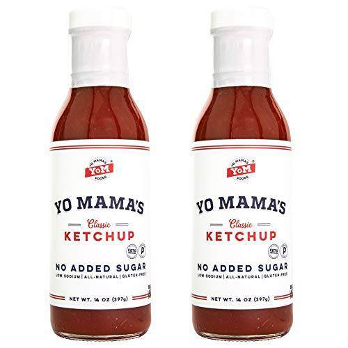 Keto Classic Ketchup by Yo Mama’s Foods – Pack of (2) - No Sugar Added, Low Carb, Vegan, Gluten Free, Paleo Friendly, and Made with Whole Non-GMO Tomatoes