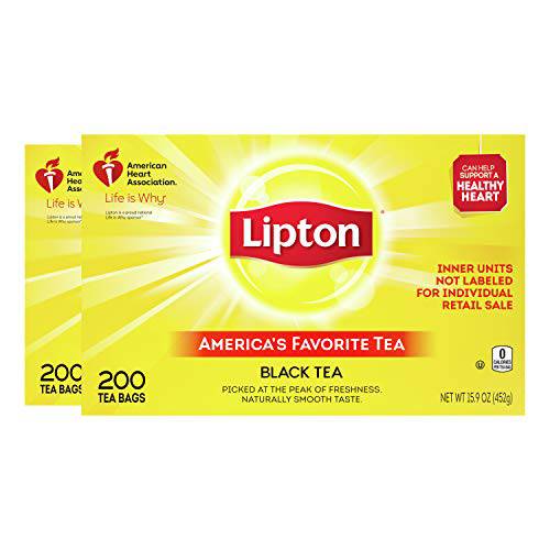 Lipton Tea Bags For A Naturally Smooth Taste Black Tea Iced or Hot Tea That Can Help Support a Healthy Heart 2x200 count tea bags 31.9 oz 200 Count (Pack of 2)