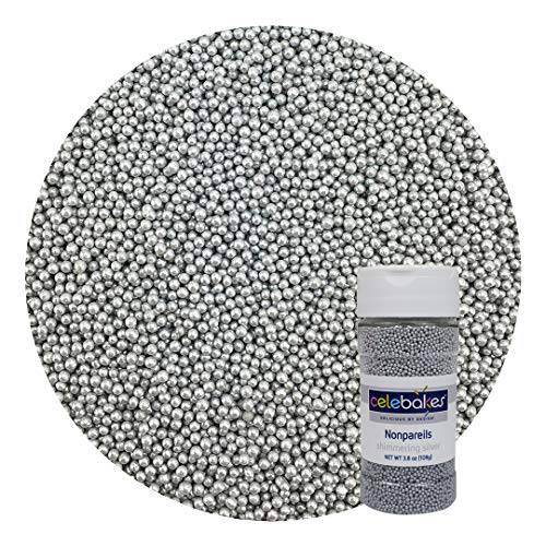 Celebakes by CK Products Shimmering Silver Nonpareils, 3.8 oz.