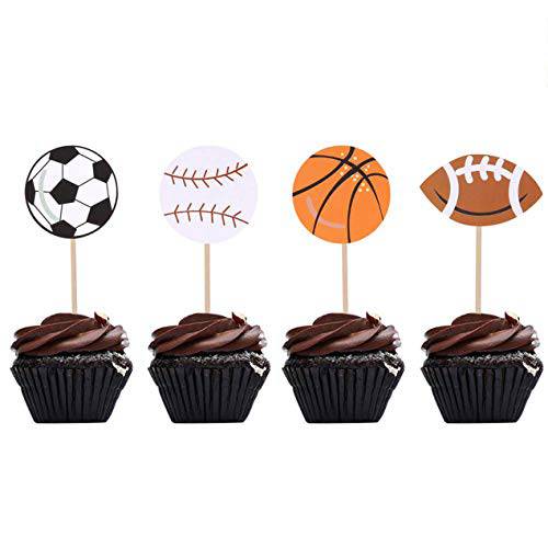 32 PCS Sports Cupcake Toppers Boy Birthday Sports Theme Party Supplies Decoration