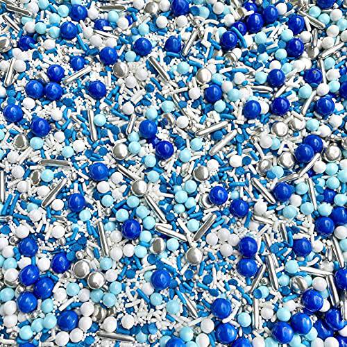 Manvscakes Sprinkles- Edible Cake and Cupcake Sprinkles with Assorted Shapes and Sizes for Parties, Metallic Sprinkle Mix for Cookies, Ice Cream, Cake and Cupcake Decorating, 4 oz (Red/blue)