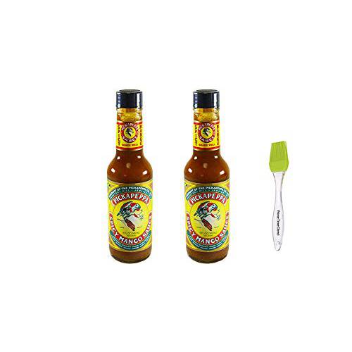 Pickapeppa Spicy Mango Sauce 5oz (Pack of 2) Bundle with PrimeTime Direct Silicone Basting Brush in a PTD Sealed Bag