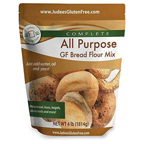 Judee’s All Purpose Gluten Free Bread Flour Mix 4 lb - Make Homemade Bread, Pizza Crusts, Bagels, Buns, English Muffins, Focaccia and More - Great for Baking and Cooking