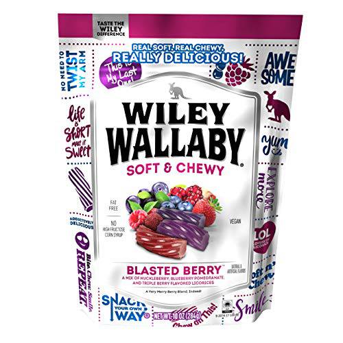 Wiley Wallaby Licorice 10 Ounce Classic Gourmet Soft & Chewy Australian Blasted Berry Candy Twists, 1 Pack