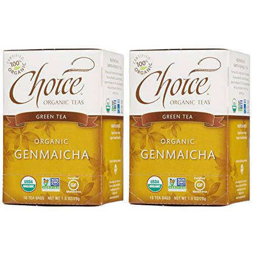Choice Organic Teas Genmaicha Tea (Pack Of 2) Fresh And Delicately Balanced, Simple And Healthy Pleasure To Enjoy, 16 Count Each