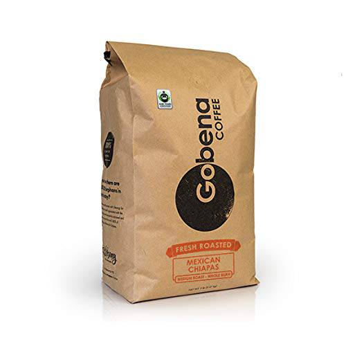5lb Fair Trade Organic Certified Mexican Chiapas Whole Bean Coffee Medium Roast, 100% Arabica Specialty Coffee, 80 ounces, 5 pounds, Bulk Coffee