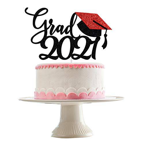 Red Graduation Cake Topper 2022- Grad 2022 Cake Topper Red and Black Glitter, Cake Decorations 2022,2022 Graduation Decoration Supplies, Graduation Decorations 2022 Red and Black