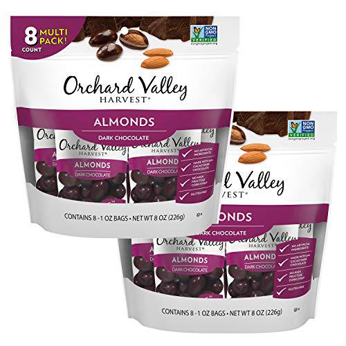 Orchard Valley Harvest Dark Chocolate Almonds, 1 Ounce Bags (Pack of 16), Gluten Free, Non-GMO, No Artificial Ingredients