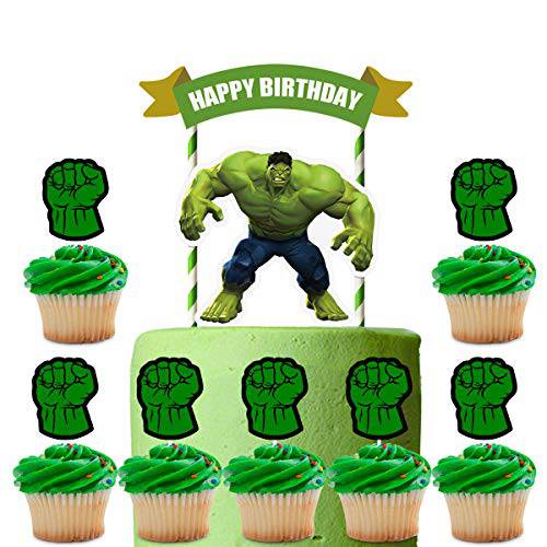 22 Toppers for Hulk Cake Topper Cupcake Toppers, Happy Birthday Cake Toppers, Cake Decorations for Bday Theme Party