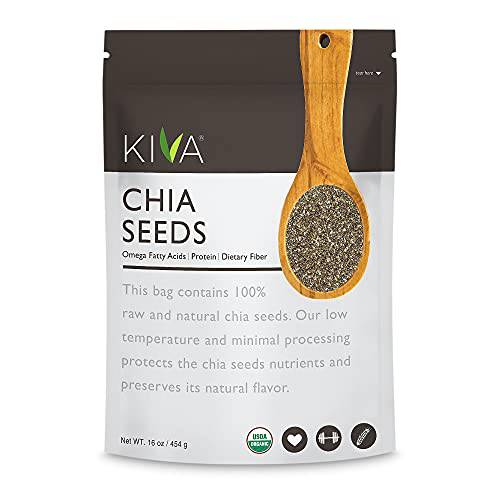 Kiva Organic Raw Chia Seeds, 16 oz. bag | USDA Organic | Premium, Raw, Non-GMO, Gluten-Free, Vegan, Natural | Rich in Omega 3, plant-based protein, and fiber