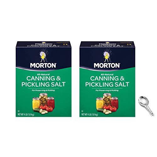 Morton Canning and Pickling Salt, 4 Pound Box (Pack of 2) W/ Custom Measuring Spoon and Clip