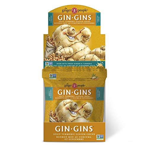 The Ginger People Gin Gins Turmeric Ginger Chews, 2.1 Ounce (Pack of 12)
