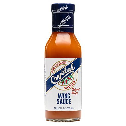 Crystal Pure Louisiana Original Hot Wing Sauce, 12 Ounces, Aged Cayenne Peppers, Buffalo Wing Marinade, Bake, Broil, Grill