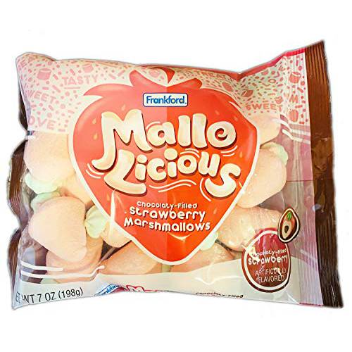 Mallo-Licious Strawberry Marshmallows 7 Oz Chocolate Filled Strawberry Marshmallow Soft and Creamy Colored Marshmallows Delicious And Tasty Marshmallow Treats Choose Your Flavor (Strawberry)