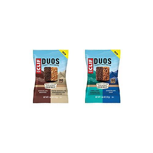CLIF Bars Duos Bars, Energy Bars made with Organic Oats, Plant Based Protein, Vegan Friendly, Variety Pack (18 Count, 1.66 Ounce Protein Bars)