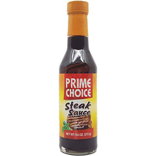 Prime Choice steak sauce in 9.6-ounce glass bottle