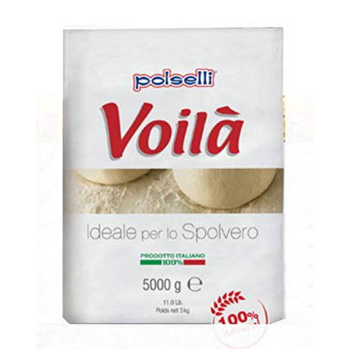 Voila, Tipo Type 00 Flour, Soft Wheat, Pizza, Baking, Pasta, Italy, Spolvero, All Natural, Non GMO, Not Bleached(5 kg) 11 lbs by Polselli