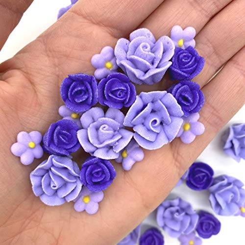 30 Violet Icing Flowers | Small Purple Flowers | Edible Roses| Lavender | Edible Flowers | Icing Flowers | Icing Roses | Sugar Flowers | Violet Sprinkles | Simply Sucré