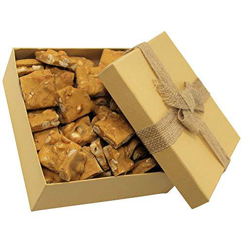 Gourmet Peanut Brittle Gift Box - by Its Delish | Handmade Old-Fashioned Style | Beautiful & Delicious Square Cut Pieces 16 Oz Peanuts Brittle | Christmas Stocking Stuffer Holiday Gifts | Vegan Kosher