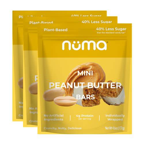 Mini Peanut Butter Bars – Vegan, Low Sugar, High Protein, Low Calorie, All Natural, Gluten Free – Crunchy Plant Based Snack – 3 Bags with 10 Individually Wrapped Pieces (Peanut Butter)