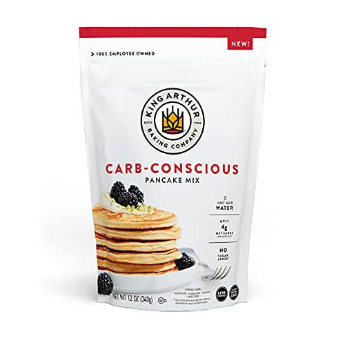 King Arthur, Keto Wheat Pancake Mix, Sourced Non-GMO, Certified Kosher, Keto Friendly, 12 Oz, Packaging May Vary