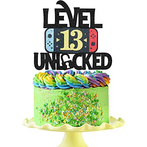 Level 13 Unlocked Game Birthday Cake Topper - Video Game Boy’s 13th Birthday Game On Party Cake Supplies - Gaming Level Up Winner Party Decoration