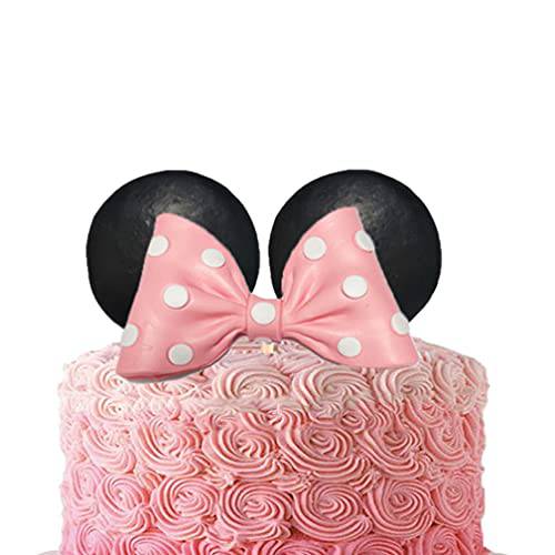 Minnie Mouse Cake Topper Bow and Ears for Birthday (Pink)