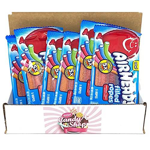 Airheads Filled Ropes Original Fruit Flavor (Pack of 6, total of 30 Ropes)
