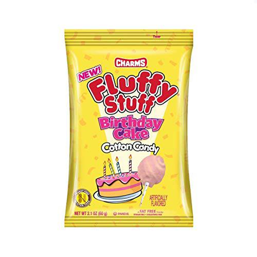 Charms: Fluffy Stuff Birthday Cake Cotton Candy 2.1 Ounce A (Fat Free Candy, Sodium Free, Cholesterol Free)