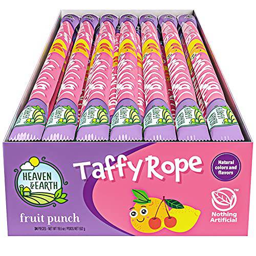 Heaven & Earth Fruit Punch Taffy Rope 19.5oz (24 Pack) | Made with Natural Colors & Flavors , No High Fructose Corn Syrup, Gluten Free, Nothing Artificial, Wonderfully Delicious