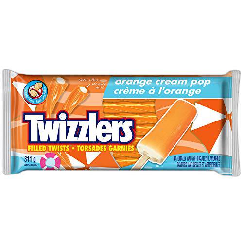 TWIZZLERS Orange Cream Pop Filled Twists Candy Licorice, 311g/11 oz, Imported from Canada}