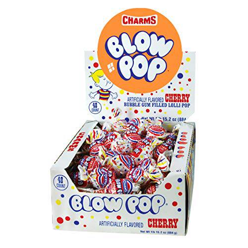 Charms Blow Pops, Flavor, Cherry, 48 Count (Pack of 1)