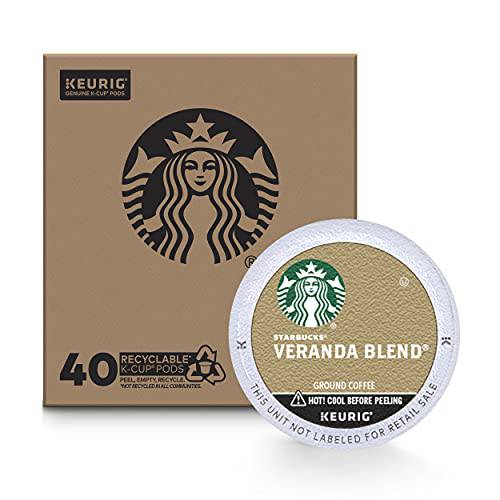 Starbucks K-Cup Coffee Pods—Starbucks Blonde Roast Coffee—Veranda Blend—100% Arabica—1 box (40 pods)