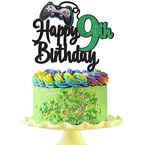 Video Game Happy 9th Birthday Cake Topper - Video Game Boy’s 9th Birthday Party Cake Supplies - Game On Level Up Winner Party Decoration