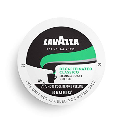 Lavazza Classico Decaf Single-Serve Coffee K-Cups for Keurig Brewer, Medium Roast, 10 Count Box ,Rich and full-bodied flavor delivers a uniquely intense aroma of dried fruits, 100% arabica coffees
