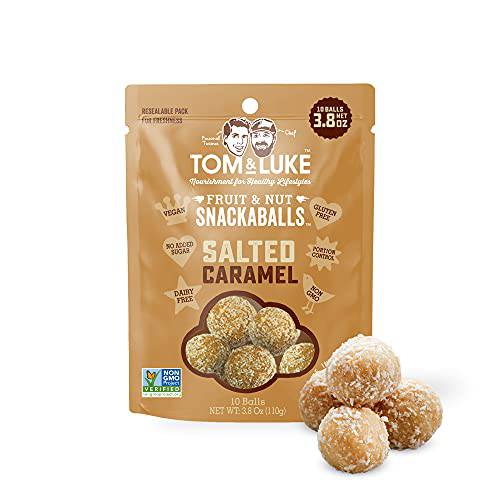 Tom & Luke Salted Caramel Snackaballs Healthy Snacks, Vegan, Whole Foods, Tasty Alternative to Protein Bars, Gluten Free, Dairy Free, No Added Sugar, Natural and Simple non gmo Quality Ingredients 6 pack (3.8 Oz)