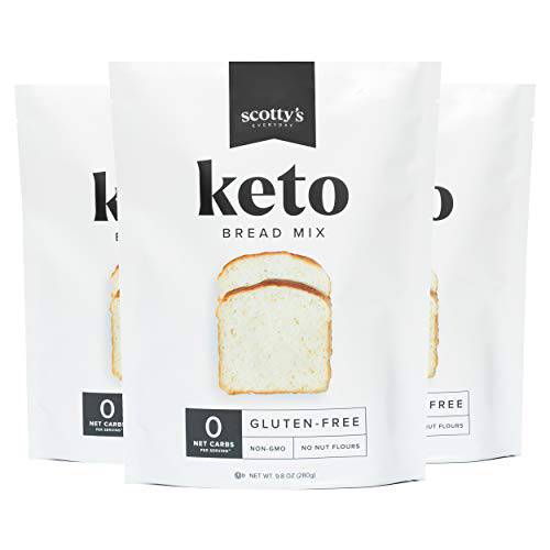 Keto Bread Zero Carb Mix - Keto and Gluten Free Bread Baking Mix - 0g Net Carbs Per Serving - Easy to Bake - No Nut Flours - Sugar Free, Non-GMO, Kosher Bread (3 Pack)