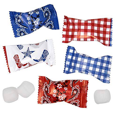 Western Cowboy Bandanna Butter Mints Candy Bags 100 Count Mint Candies 14 Oz (396 g) Treats Sweets Party Favors For Blue & Red Birthday Themes & Parties & For Any Special Occasions