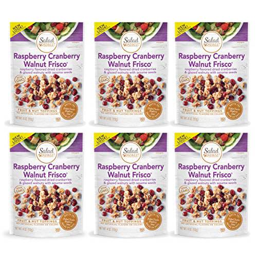 Salad Pizazz | Raspberry Cranberry Walnut Frisco | Salad Topper | Non-GMO, All-Natural, Kosher, 4 Ounce (Pack of 6)