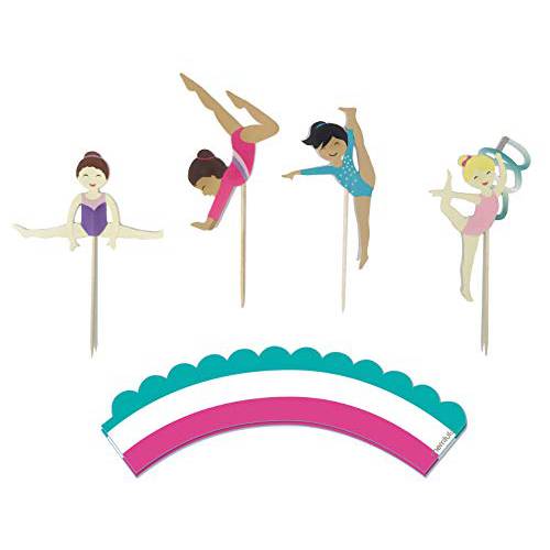Gymnastics Party - Cupcake Toppers | Set of 12 | Gymnast Girls Cupcake Toppers | Food Pick
