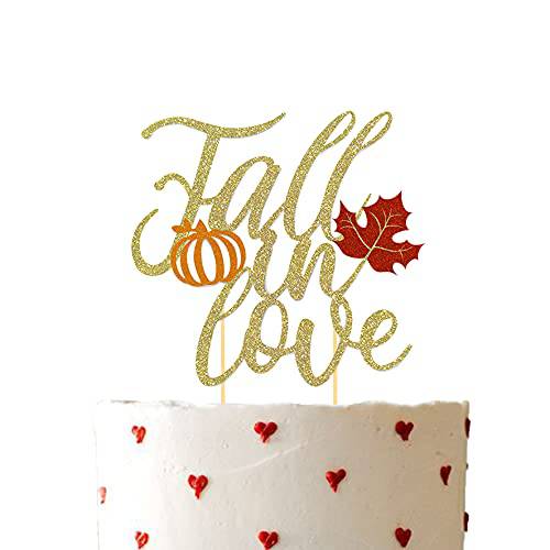 Fall in Love Cake Topper, Fall Themed Party Supplies, Engagement Cake Decorations, Wedding Anniversary, Bridal Shower Party Decorations
