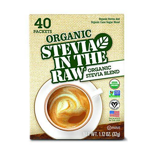 Organic Stevia In The Raw, Plant Based Zero Calorie Natural Sweetener, Sugar Substitute, Sweetener for Coffee, Hot & Cold Drinks, Non-GMO, Vegan, Gluten-Free, 40 Count Packets (Pack of 1)
