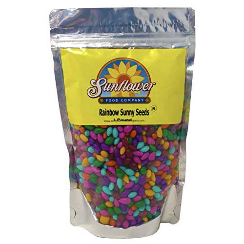 Chocolate Covered Sunflower Seeds - Multicolored Candy Coated Treats - Rainbow Sunny Seeds - Sweet and Crunchy Topping - 1 LB Resealable Bag