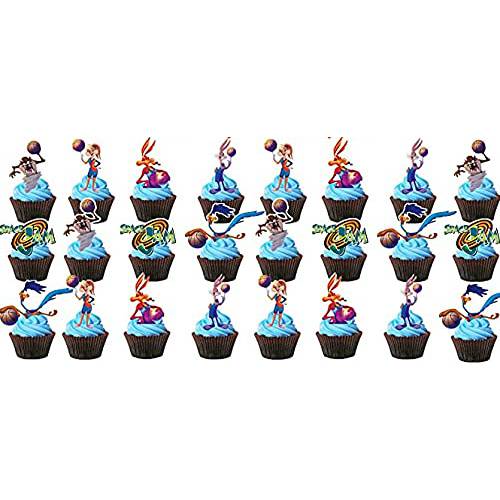 24pcs Basketball Cupcake Toppers for Jam Birthday Party Cake Decoration Supplies