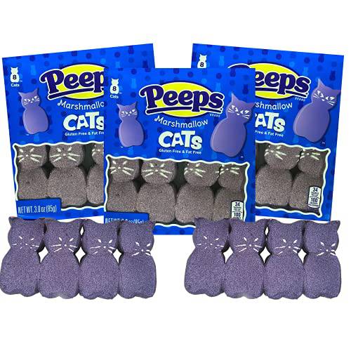 Cat Halloween Candy Marshmallow Peeps, Fun Kitty Shaped Marshmallows, Pack of 3