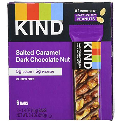 KIND bar, Salted Caramel & Dark Chocolate Nut, 8.4 Oz (Pack Of 6)