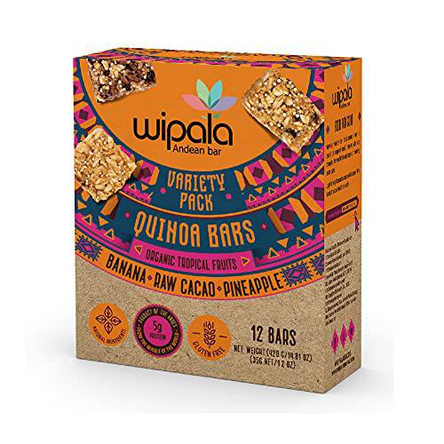 Wipala Protein Bars Healthy Snack Energy Bar Quinoa and Andean Lupin Snack Bars, Sugar Free, Vegan, Gluten Free, and Non-GMO | 4 of Each Flavor (Variety Pack)